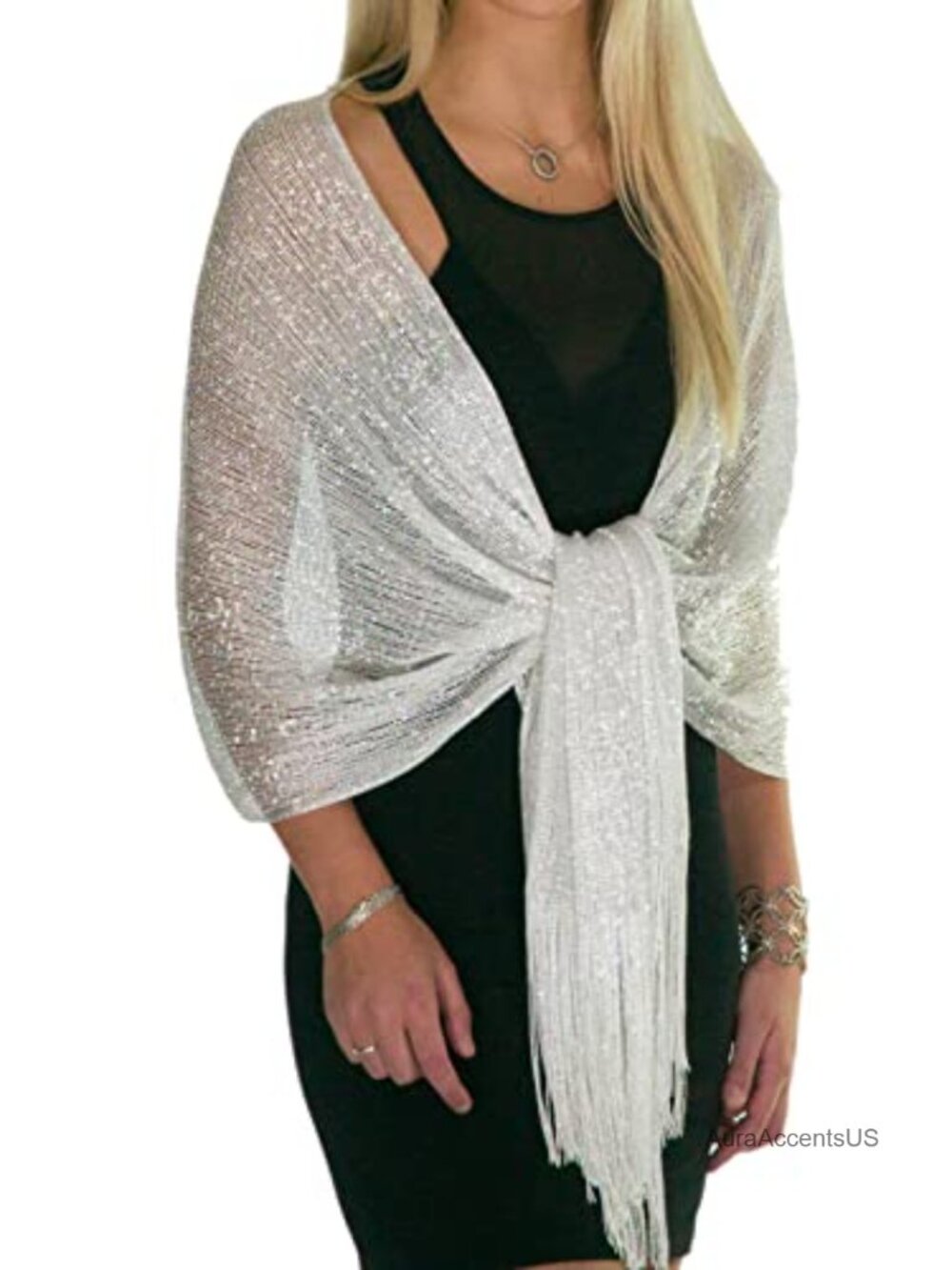 ShineGlitz Metallic Glitter Shawl Wrap for Evening Dresses Wedding Gift